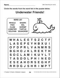 These free printable puzzles can be shared with the family. Word Search Underwater Animals 2nd Grade Puzzles Printables Underwater Animals Word Recognition Vocabulary Words