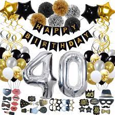 40th birthday decorations for men. Amazon Com 40th Birthday Decorations For Men Women 123 Pcs 40th Birthday Party Supplies Black And Gold Happy Birthday Banner Pom Poms Latex Balloons 50 Pcs Hanging Swirls Photo Props For 40th