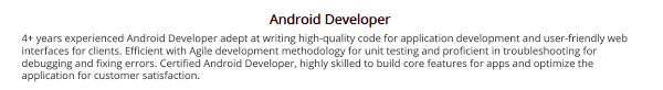 android developer resume complete 2020
