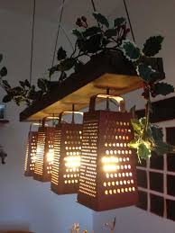 Hanging Kitchen Lamp with Repurposed Graters