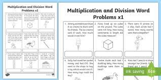 Solutions will be less than or equal to 100. Multiplication And Division Word Problems X1 Worksheet Worksheet