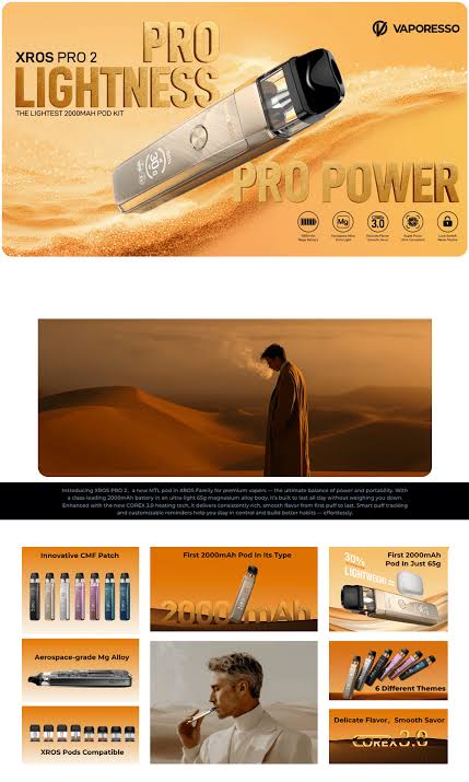 Vaporesso XROS Pro 2 Pod Kit 3ml 2000mAh Glittering Black | VaperBG.com