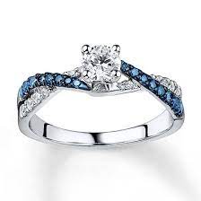 Diamond Engagement Ring 3 4 Ct Tw Blue White 14k White Gold Diamond Engagement Rings Diamond Diamond Wedding Rings