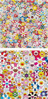 Rainbow smile flowers, abstract smile flowers, flowers takashi murakami, modern print, ready to hang, flowers smiley faces, pop art flowers. Takashi Murakami Flowers Blossoming In This World And The Land Of Nirvana And The Future Will Be Full Of Smile For Sure 2013 Editions Works On Paper New York
