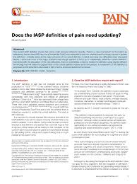 Pdf Does The Iasp Definition Of Pain Need Updating
