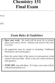 Jul 05, 2021 · christ university entrance test (ug) exam 2021: Chemistry 151 Final Exam Pdf Free Download