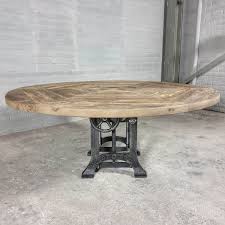 It's this versatility that makes this piece a customer and designer favorite. Round Industrial Dining Table Height Adjustable Crank Base Dt69