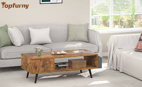 Check spelling or type a new query. Amazon Com Retro Coffee Table Mid Century Coffee Table With Storage Shelf For Living Room Modern Wood Look Coffee Table With Storage Bag And Cabinet Easy Assembly Rustic Brown Furniture Decor