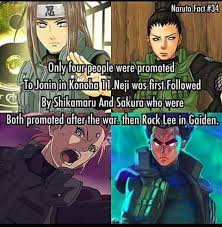 Only Neji Shikamaru Sakura And Rock Lee Became Jounins Naruto Facts Naruto Naruto Shippuden Anime