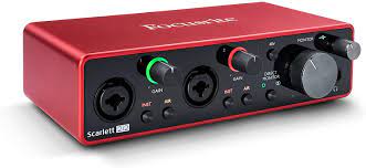 A connection between two pieces of electronic equipment, or between a person and a computer: Amazon Com Focusrite Scarlett 2i2 3rd Gen Usb Audio Interface With Pro Tools First Musical Instruments