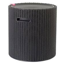 Corona Grey Rattan Effect Cool Stool Plastic Garden Storage Box Garden Chairs Diy Stool