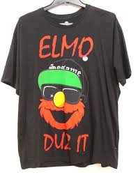 New Pacsun Mens Sesame Street Elmo Duz It Cotton Graphic Tee T Shirt Size Large Cartoon T Shirt Men Unisex New Fashion Tshirt