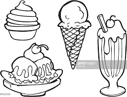 Black And White Line Art Of Various Types Of Ice Cream Including Hard Ice Cream Art Cute Food Drawings Black And White Lines