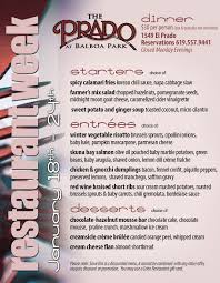 From pizza to smoothies, you're sure to find your favorite foods. The Prado S San Diego Restaurant Week Menu Cohn Restaurant Group