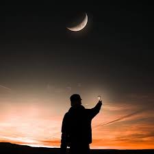 Happy thoughtful little boy with new year decorations look at silhouette of santa reindeer sledge over moon. The Search Dark Photography Boy Photography Poses Boy Silhouette