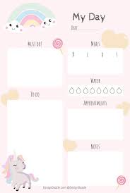 Unicorn Planner Free Printable Design Dazzle Kartu Catatan Perencanaan Kartu Kertas