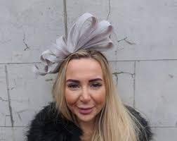 Carolyn Large Statement Hatinator in Graphite Grey Lurex ..with Added  Sinamay Ribbon Trim ..bag Seperate Purchase