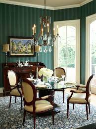 See more ideas about green rooms, interior design, interior. Emerald Green Dining Room With Striped Wallpaper Hgtv