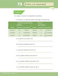 Libro de matematicas 5to grado primaria ejercicios actividad. El Litro Y La Capacidad Bloque Iv Leccion 73 Apoyo Primaria
