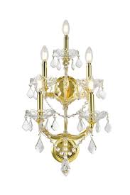 Crystal wall sconce lights 3 tiers crystal wall lamp modern wall lighting fixture bedside night lamp for bedroom bathroom living room hallway,gold,2 x e12 base brand: Maria Theresa 5 Light Gold Finish And Clear Crystal Candle Wall Sconce Crystal Lighting Palace Chandelier Wall Sconces Ceiling Lights Pendants Store Best Prices
