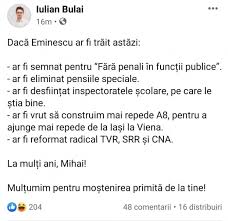 Suntem cu certitudine mult mai multi care dorim fara penali in functii publice. Eminescu Ar Fi Semnat Pentru FÄƒrÄƒ Penali AberaÈ›iile È™efului Comisiei Pentru CulturÄƒ Din Camera DeputaÈ›ilor Iulian Bulai Usr De Ziua Culturii NaÈ›ionale Gazeta RomaneascÄƒ Italia