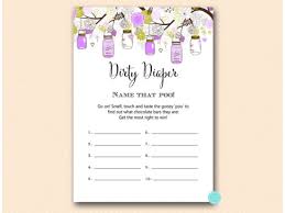 A dirty diaper can be no one's friend, but what if it has something edible in it! Purple Mason Jar Baby Shower Game Package Printabell Express