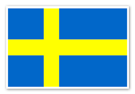 Gult kors på en blå bakgrund. Sveriges Flagga Stickerapp