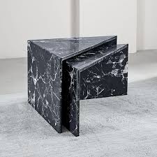 Nesting Marble Side Tables Black Our favorite side tables include the ikea malm nightstands there are so many great ones, like the cb2 marble and wood console table or the west elm modern media console table.