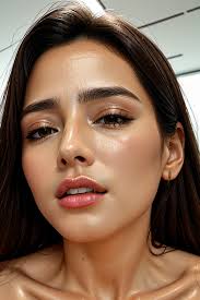 A close up of a woman with a very large breast