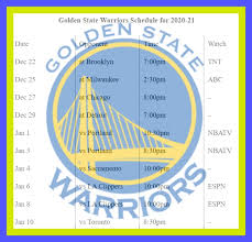 Watch the 2020 nba finals livestream online and on abc and the. Printable Golden State Warriors Schedule And National Tv Schedule For 2020 21 Season Interbasket