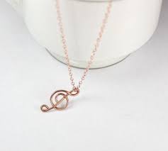 Rose Gold Wire Treble Clef Necklace Musical Symbol Jewelry Gift And Everyday Wear Minimalist Necklace Treble Clef Necklace Symbolic Jewelry Necklace