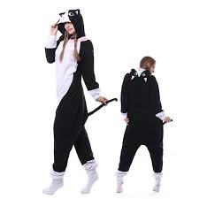 Newcosplay unisex children black cat pajamas halloween costume. Black Cat Onesie Pajama Animal Costumes For Women Men