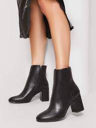 Almond Toe Side Zipper Block Heel Booties Shein Eur