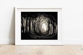 Black And White Nature Art Prints Adventure Time Forest Art Print Black And White Nature Art Etsy In 2020 Art Prints Nature Watercolor Art Nature Wall Art