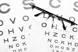 Eye Glasses On Eyesight Test Chart Ortometric Table Background