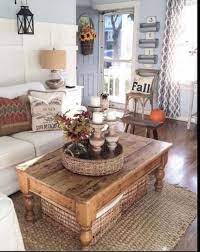They are not only used to hold a cup of tea or coffee but also can be used to place. Large Storage Baskets Under Tables Benches Along With Rustic Detail Cute Troff Idea Coffee Table Farmhouse Farm House Living Room Decor