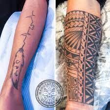 While using makeup to conceal a tattoo can work every once in a while, if you're trying to cover up unwanted ink every day, it can get tedious. 16 Cover Ups Polynesian Samoan Marquesan Maori Inspired Freehand Tattoos Ideas In 2021 Tattoos Polynesian Samoan