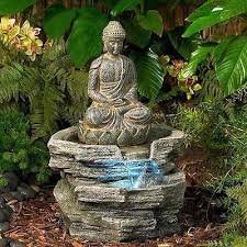 New Indoor Outdoor Buddha Water Fountain Led Lighted Serene Zen Garden Decor New Outdoor Waterfall Fountain Water Fountains Outdoor Outdoor Waterfalls