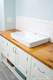 You can put the countertop sink on the left, right or in the middle. How To Build Protect A Wood Vanity Top Houseful Of Handmade