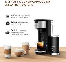 Making a latte or cappuccino in just 3 easy steps: Buy Singles Serve Coffee Makers With Milk Frother 2 In 1 Coffee Machine For K Cup Pod Coffee Ground Latte And Cappuccino Maker Built In Portable Electric Milk Steamer Online In Indonesia B08fqtfm71