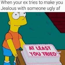 Dopl3r Com Memes When Your Ex Tries To Make You Jealous With Someone Ugly Af At Least Ou Tied
