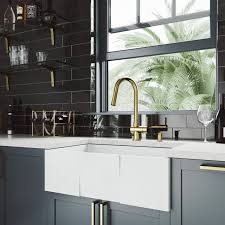 Introducing the luxier farmhouse kitchen sink, a luxury handmade 21 w x 30 l farmhouse kitchen sink. Vigo All In One 30 Square Front Matte Stone Single Bowl Apron Farmhouse Kitchen Sink Set With Gramercy Kitchen Faucet In Matte Brushed Gold Silicone Grid Strainer Soap Dispenser