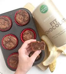 Vegane Schoko Bananen Muffins Mit Fit Chocolate Von Natural Mojo 85 Kcal Schoko Bananen Muffins Bananen Muffins Bananen