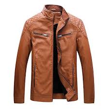 Yimanie Men S Vintage Motorcycle Biker Coat Stand Collar Pu Leather Bomber Jacket List Price Mens Leather Jacket Winter Leather Jacket Brands Leather Jacket