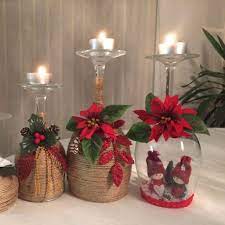 55 Cheap Diy Christmas Decorations Ideas Christmas Candle Decorations Christmas Wine Glass Candle Holder Christmas Candle Holders