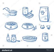 Cute Cartoon Dog Cat Food Set Stock Vector Royalty Free 1170133885 Cartoon Dog Cat Dishes How To Draw Hands