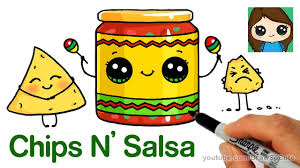 How To Draw Chips And Salsa Easy Cute Snack Food Cute Food Drawings Cute Drawings Easy Drawings