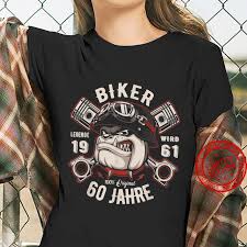 Herren 60 Geburtstag Mann Geschenk Lustig Biker Motorrad Bulldogge Shirt