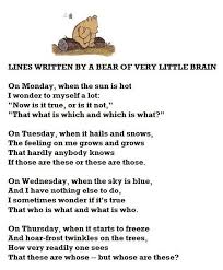 Lines Written By A Bear With Very Little Brain Funny Poems For Kids Winnie The Pooh Friends Childrens Poetry