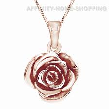 14k Rose Gold Over Beautiful Blooming Rose Flower Pendant Necklace Ebay Gold Bridal Necklace Gold Necklace Designs Flower Pendant Necklace